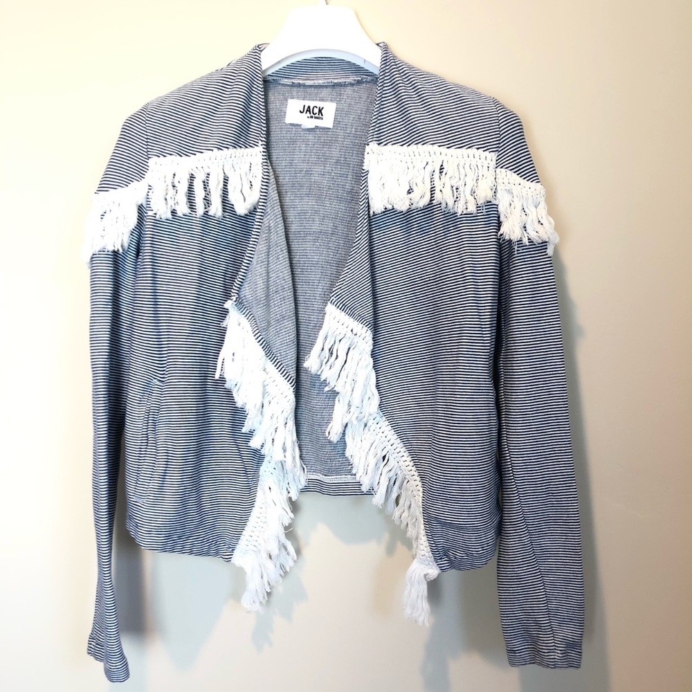 Jack BB Dakota Fringe Striped Blue & White Jacket